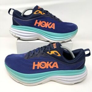 Hoka Women's Bondi 8 Running Shoes Size 11D Wide Outer Space/Bellwether Blue